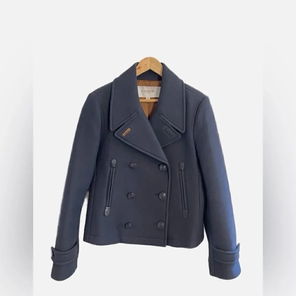 Coach Navy Peacoat with a nautical style. Medium